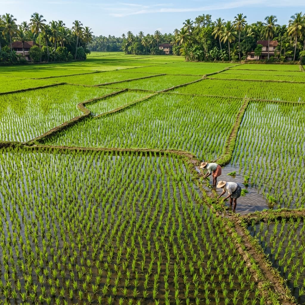 Kerala rice paddy fields
